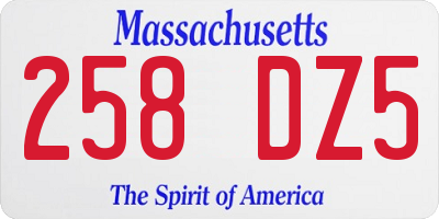 MA license plate 258DZ5