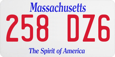 MA license plate 258DZ6