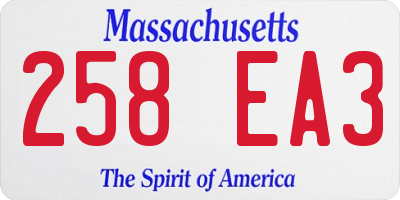 MA license plate 258EA3