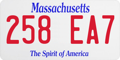 MA license plate 258EA7