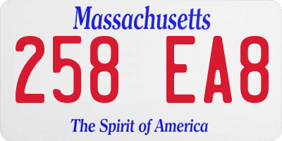 MA license plate 258EA8