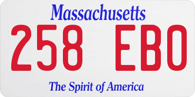 MA license plate 258EB0