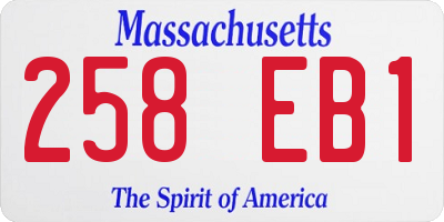 MA license plate 258EB1