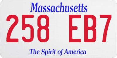 MA license plate 258EB7