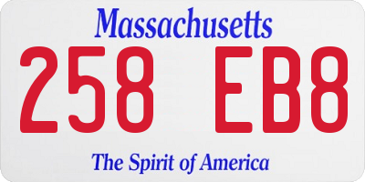 MA license plate 258EB8