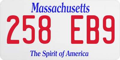 MA license plate 258EB9