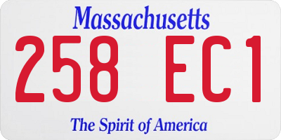 MA license plate 258EC1