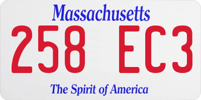 MA license plate 258EC3