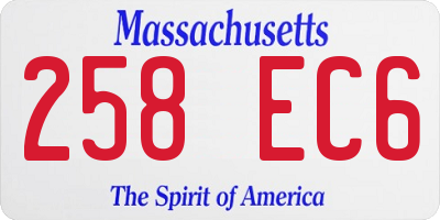 MA license plate 258EC6