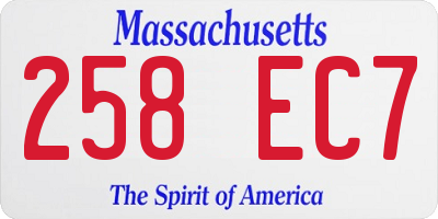 MA license plate 258EC7