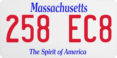 MA license plate 258EC8
