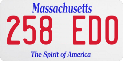 MA license plate 258ED0