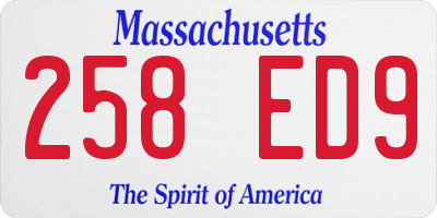 MA license plate 258ED9