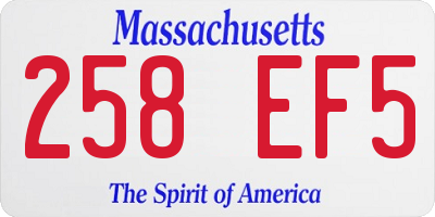 MA license plate 258EF5