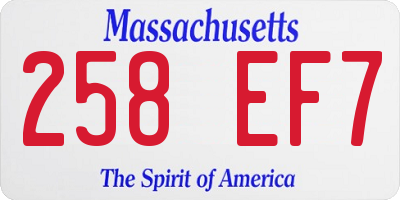 MA license plate 258EF7