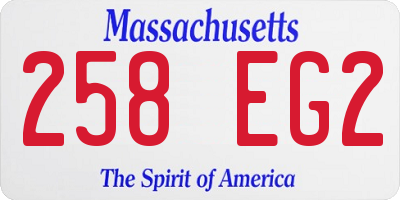 MA license plate 258EG2
