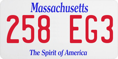 MA license plate 258EG3