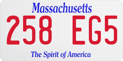 MA license plate 258EG5
