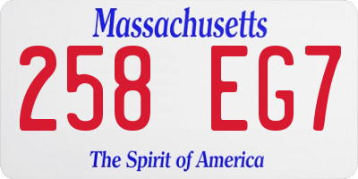 MA license plate 258EG7