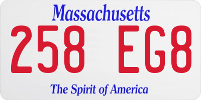 MA license plate 258EG8