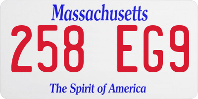MA license plate 258EG9
