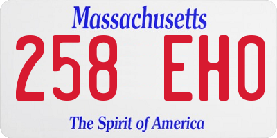 MA license plate 258EH0