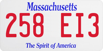 MA license plate 258EI3