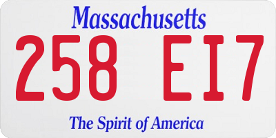 MA license plate 258EI7