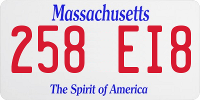 MA license plate 258EI8