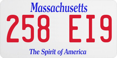 MA license plate 258EI9