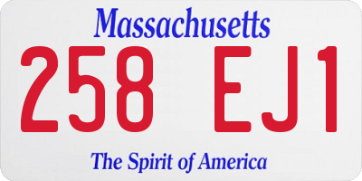 MA license plate 258EJ1