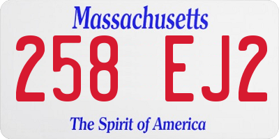 MA license plate 258EJ2