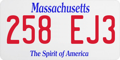 MA license plate 258EJ3