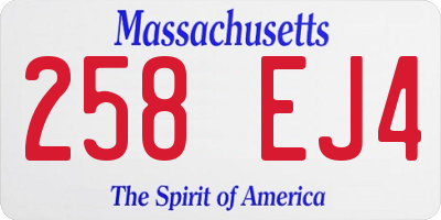 MA license plate 258EJ4