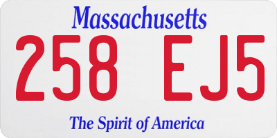 MA license plate 258EJ5