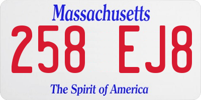 MA license plate 258EJ8