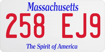 MA license plate 258EJ9