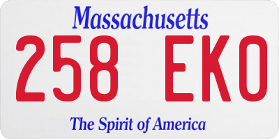 MA license plate 258EK0