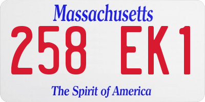 MA license plate 258EK1