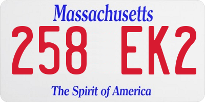 MA license plate 258EK2