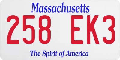 MA license plate 258EK3