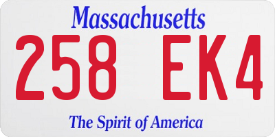 MA license plate 258EK4
