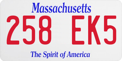 MA license plate 258EK5