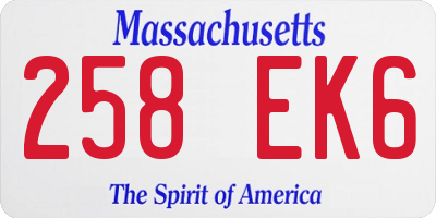 MA license plate 258EK6