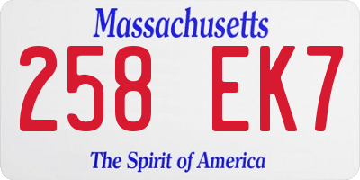MA license plate 258EK7