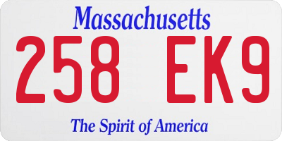 MA license plate 258EK9