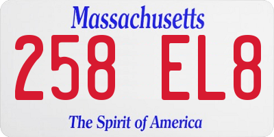 MA license plate 258EL8