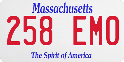 MA license plate 258EM0
