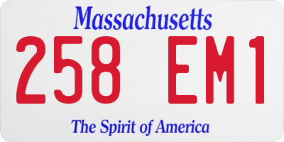 MA license plate 258EM1