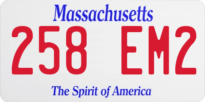 MA license plate 258EM2